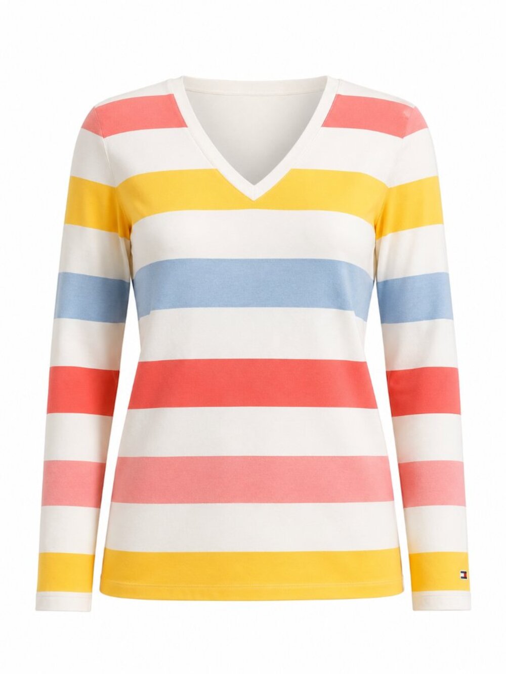 100% Cotton Tommy Hilfiger Striped Colorblock Long Sleeve Shirt/Light Sweater L